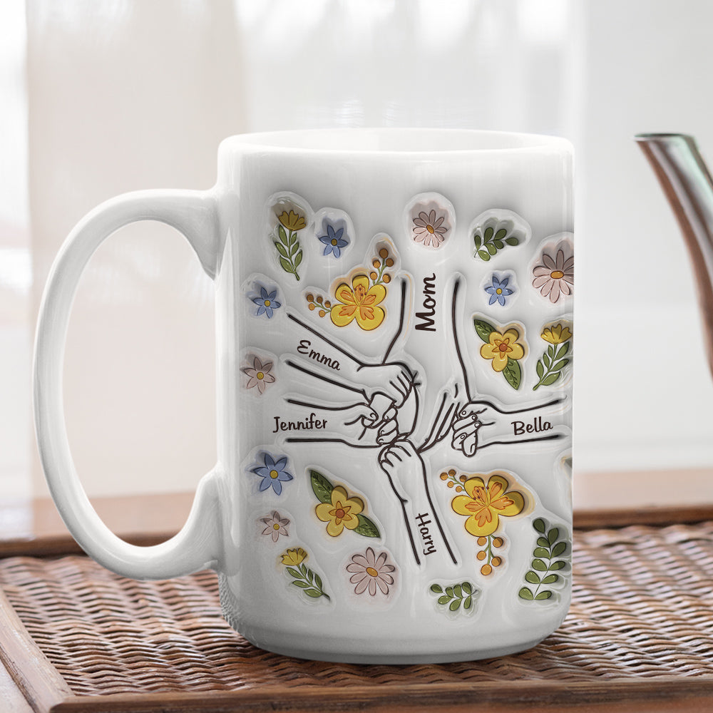 Custom Christmas & Birthday Gift For Grandma • You Hold Our Hands, Also Our Hearts - Personalized 3D Inflated Effect Mug