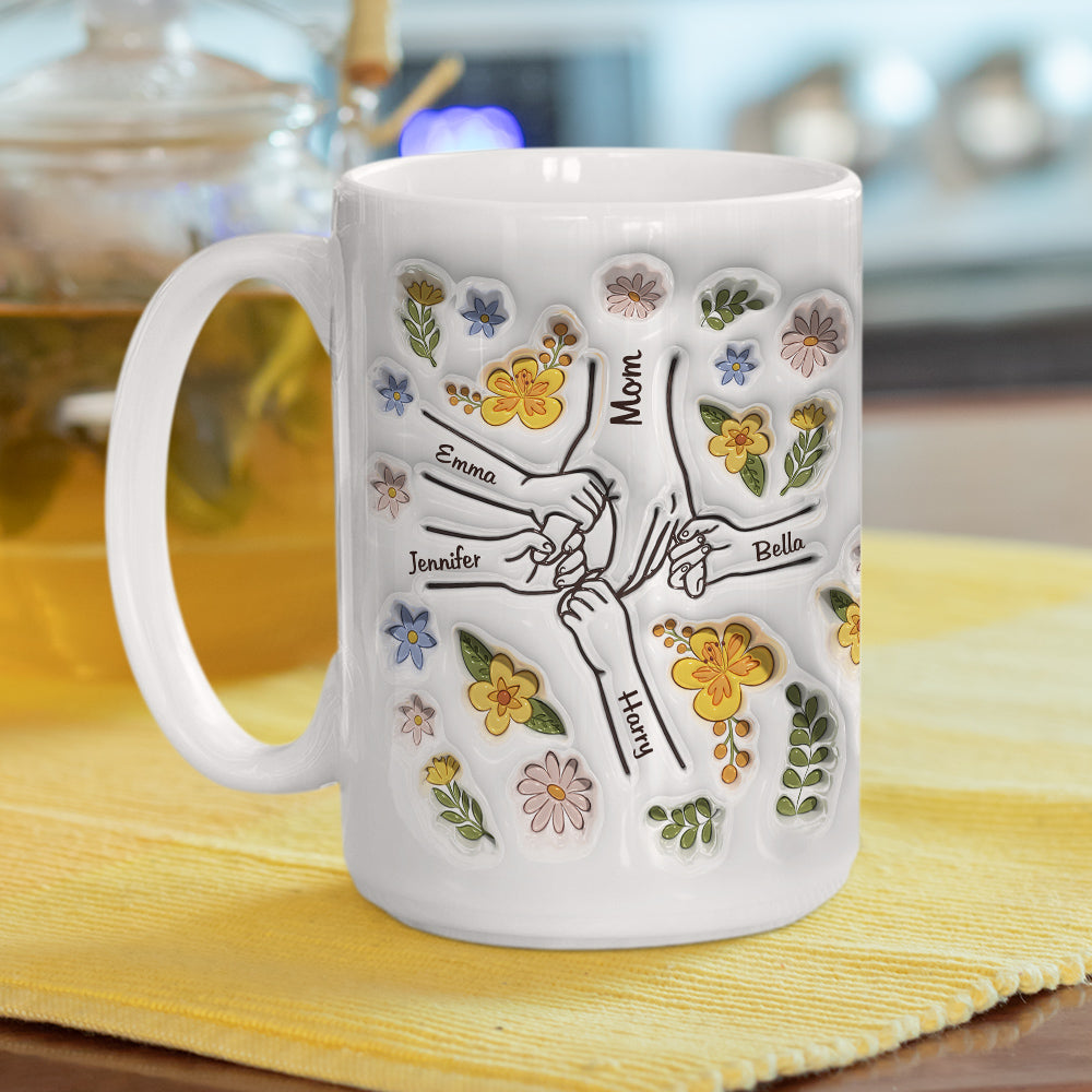Custom Christmas & Birthday Gift for Mom • Mom Hold Our Hands, Also Our Hearts - Personalized 3D Inflated Effect Mug