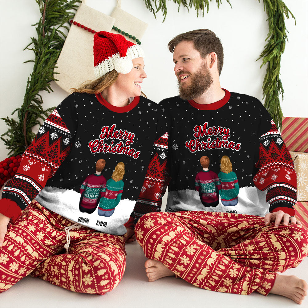 Custom Family Christmas Sweatshirt, Gift for Family Members • Family Merry Christmas - Personalized All-Over-Print Sweatshirt