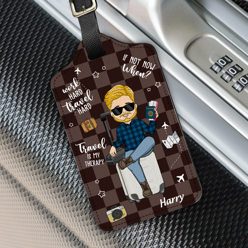 Travel Is My Therapy - Gift For Traveling Lovers - Personalized Luggage Tag