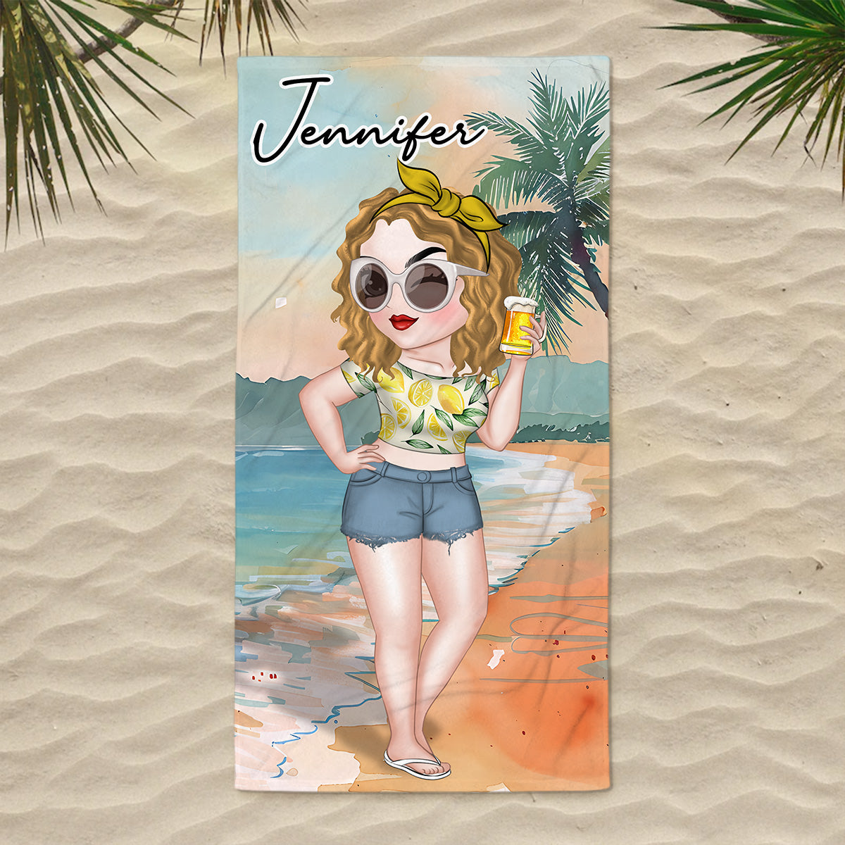 Summer Lady - Personalized Beach Towel