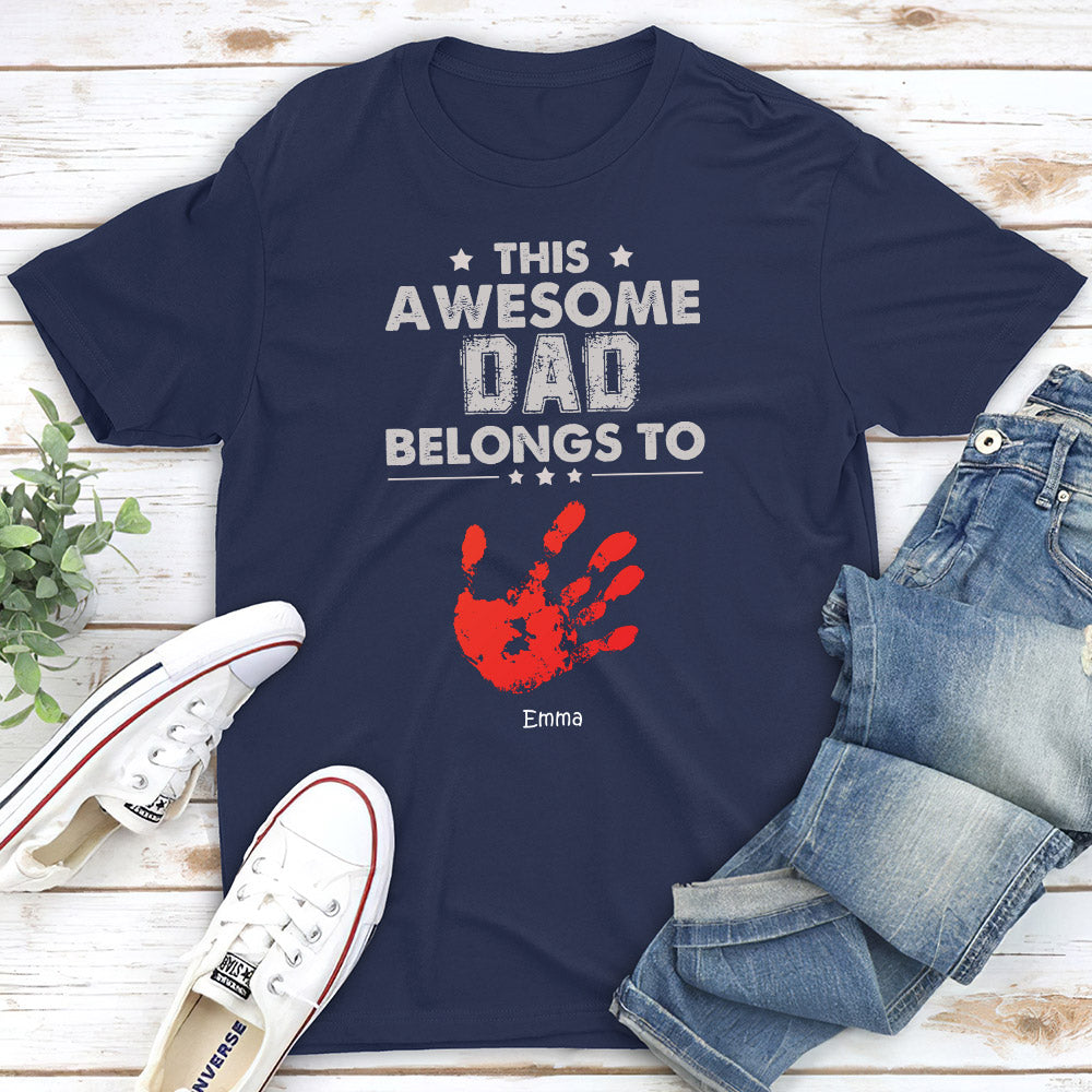 Custom Christmas & Birthday Gift for Dad, Grandpa • Awesome Dad Belongs To - Personalized Shirt