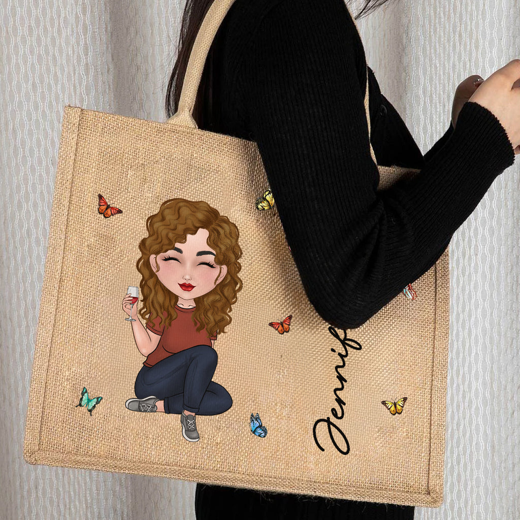 Cartoon Bloom Girl Charm - Personalized Jute Tote Bag
