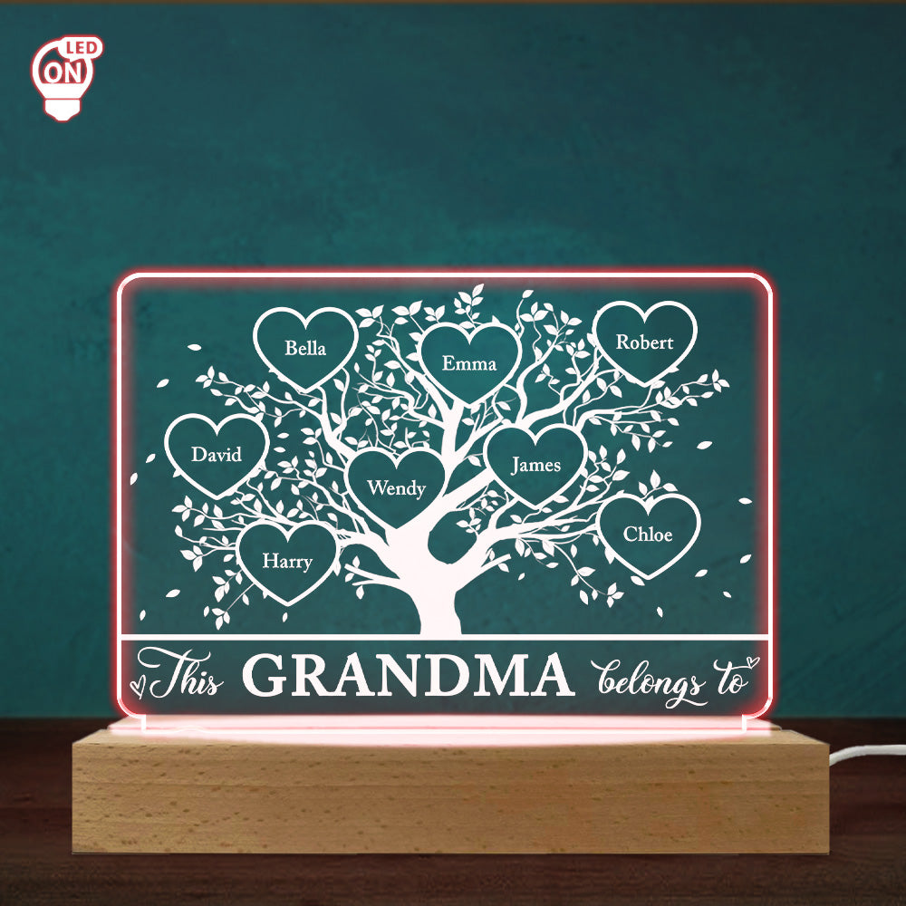 Custom Gifts for Grandma Mom Wife, Mother's Day Birthday • This Grandma Belongs To - Personalized LED Light