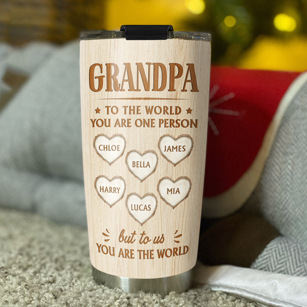 Custom Christmas Birthday Gifts For Dad • Dad You Are The World - Personalized Tumbler