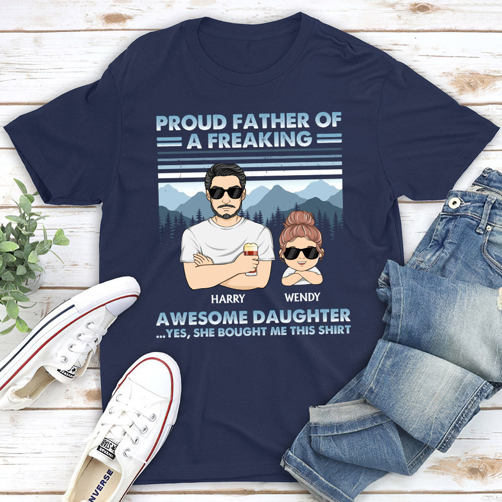 Custom Christmas & Birthday Gift for Dad, Grandpa • Proud Father Of Freaking Awesome Kids Young - Personalized Shirt