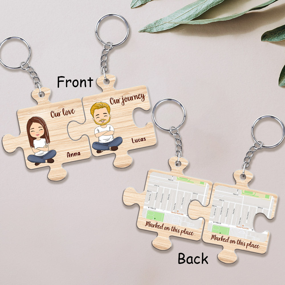 Map Our Love Our Journey - Personalized Couple Acrylic Keychain
