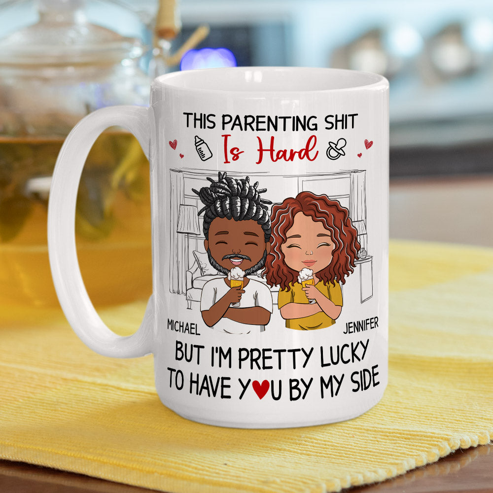 Custom Anniversary Keepsake Gifts For Couple • Lucky To Have You By My Side - Personalized Coffee Mug
