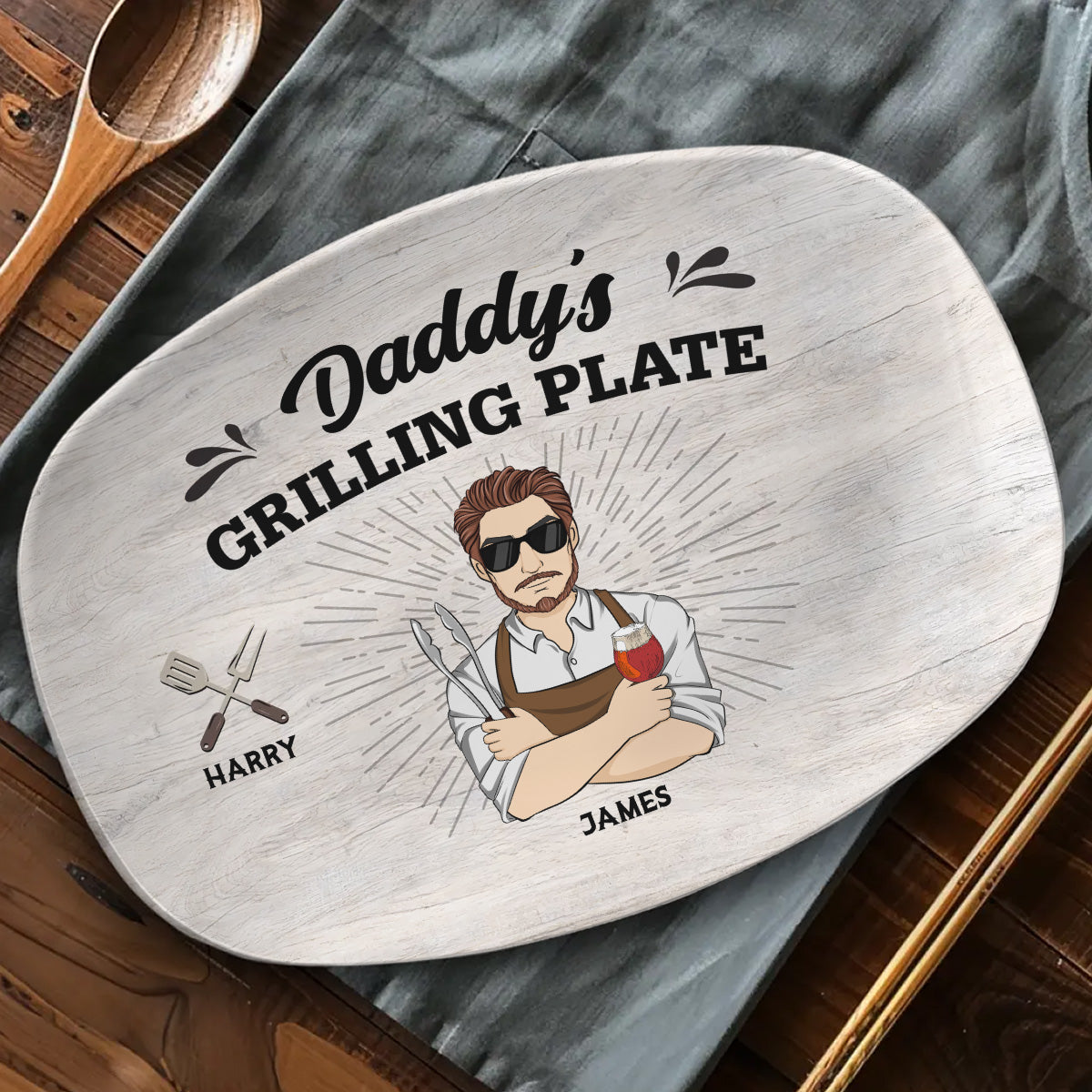 Daddy Is Grilling So We Better Step Back - Personalized Platter