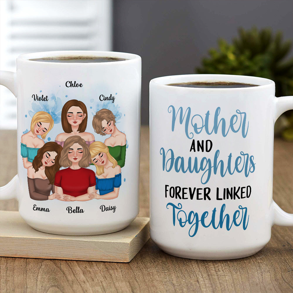 Custom Christmas & Birthday Gift for Mom • Mother Forever Linked Together - Personalized Coffee Mug