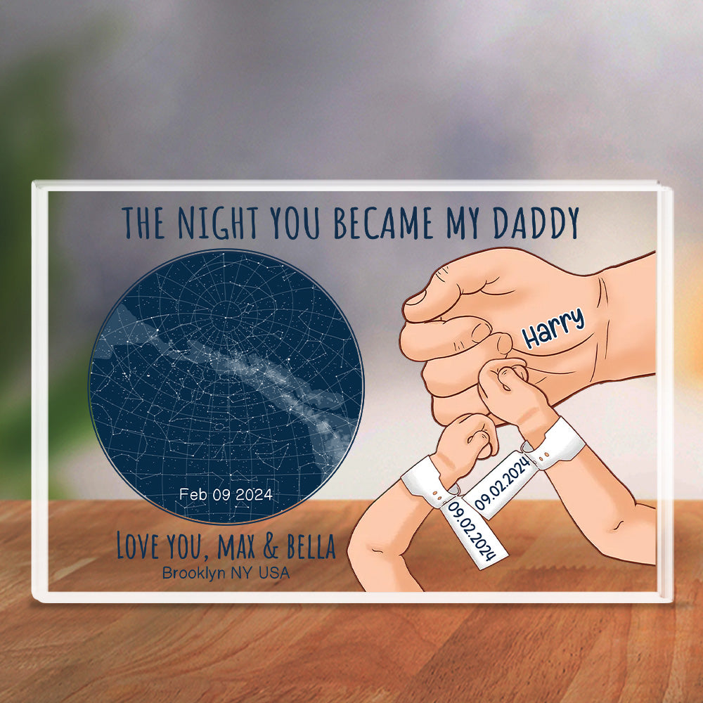 Custom Father's Day Decor, Gift for Dad & Grandpa • The Night You Became My Daddy - Personalized Acrylic Plaque