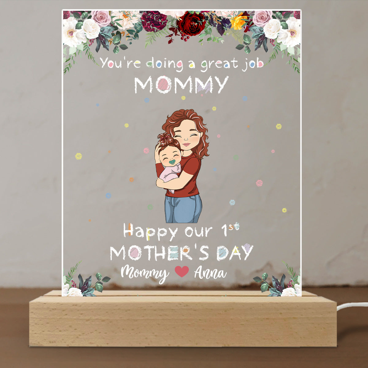 Custom Gift for Mom Grandma, Mother's Day Birthday • You Are Doing A Great Job Mom - Personalized LED Light