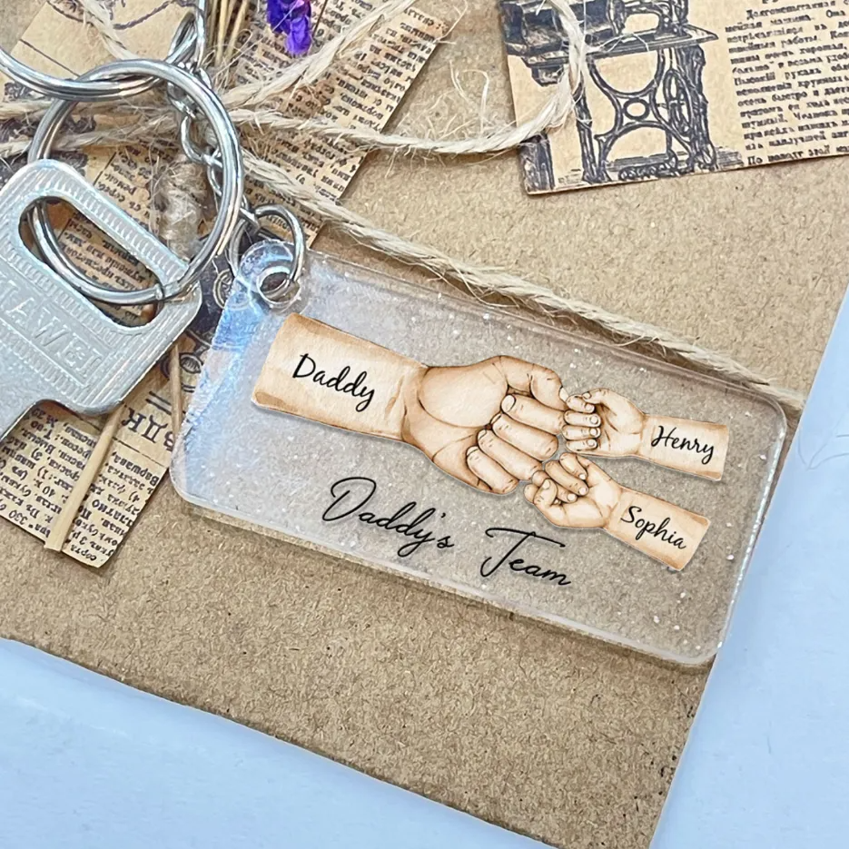 Daddy Team Fist Bump - Personalized Acrylic Keychain
