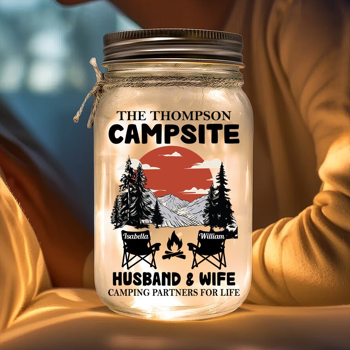 Campsite - Personalized Mason Jar Light