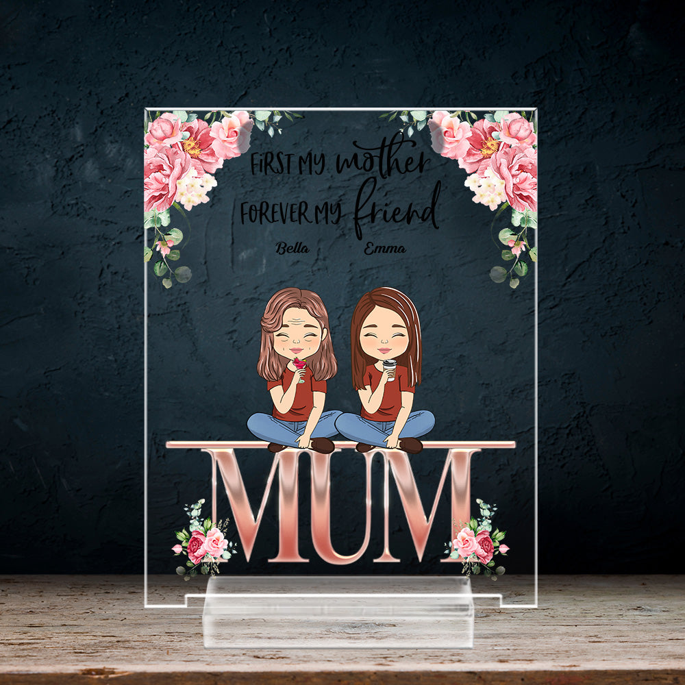 Custom Decor for Mom, Special Gift for Mother • Mother And Children Best Friends Forever - Personalized Acrylic Plaque With Base