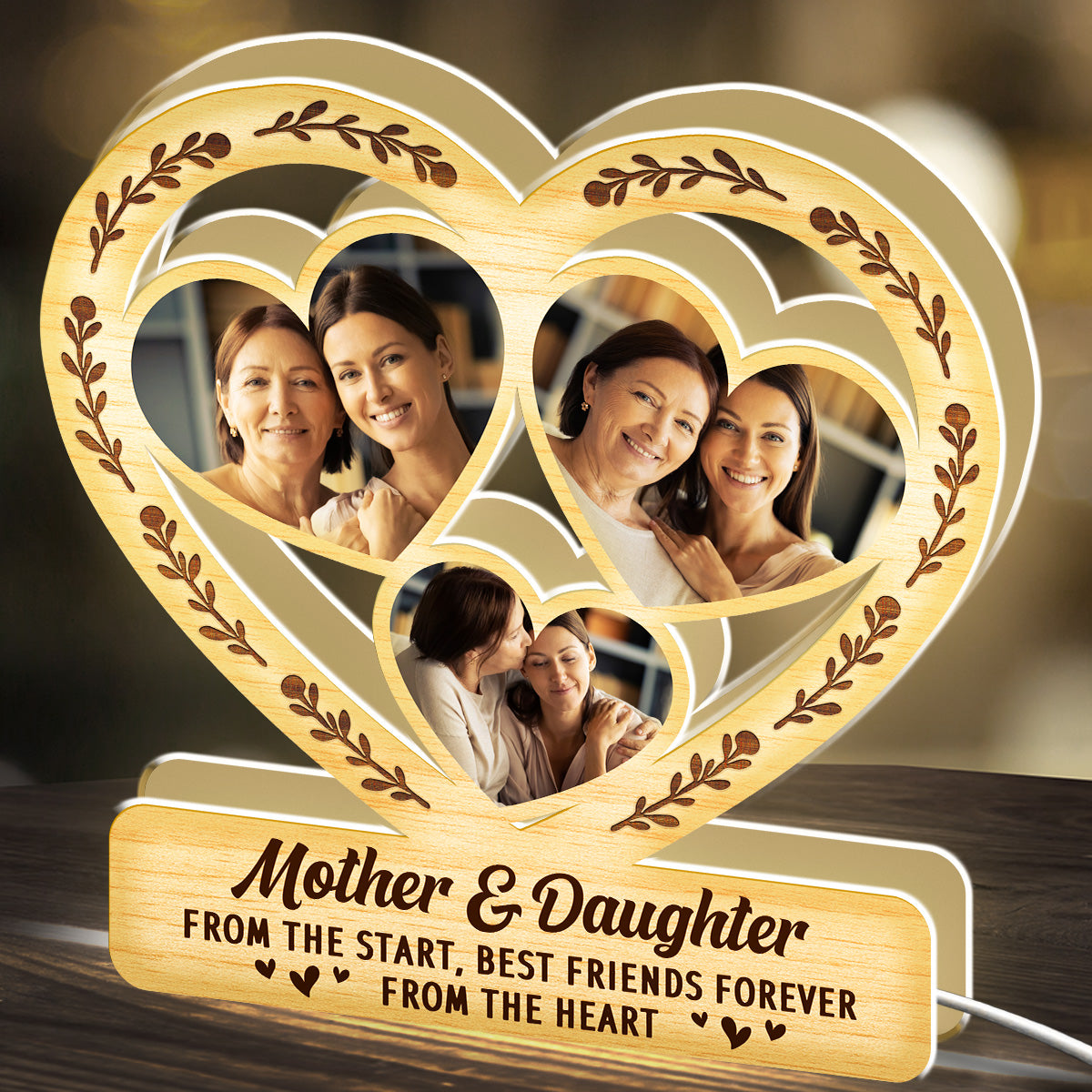 Mother And Daughter From The Heart - Personalized Light Box