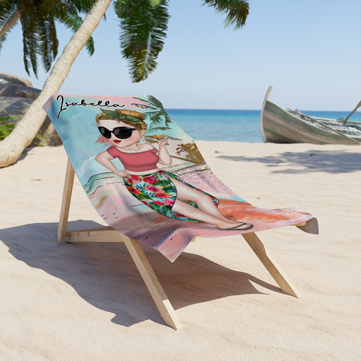 Summer Lady - Personalized Beach Towel