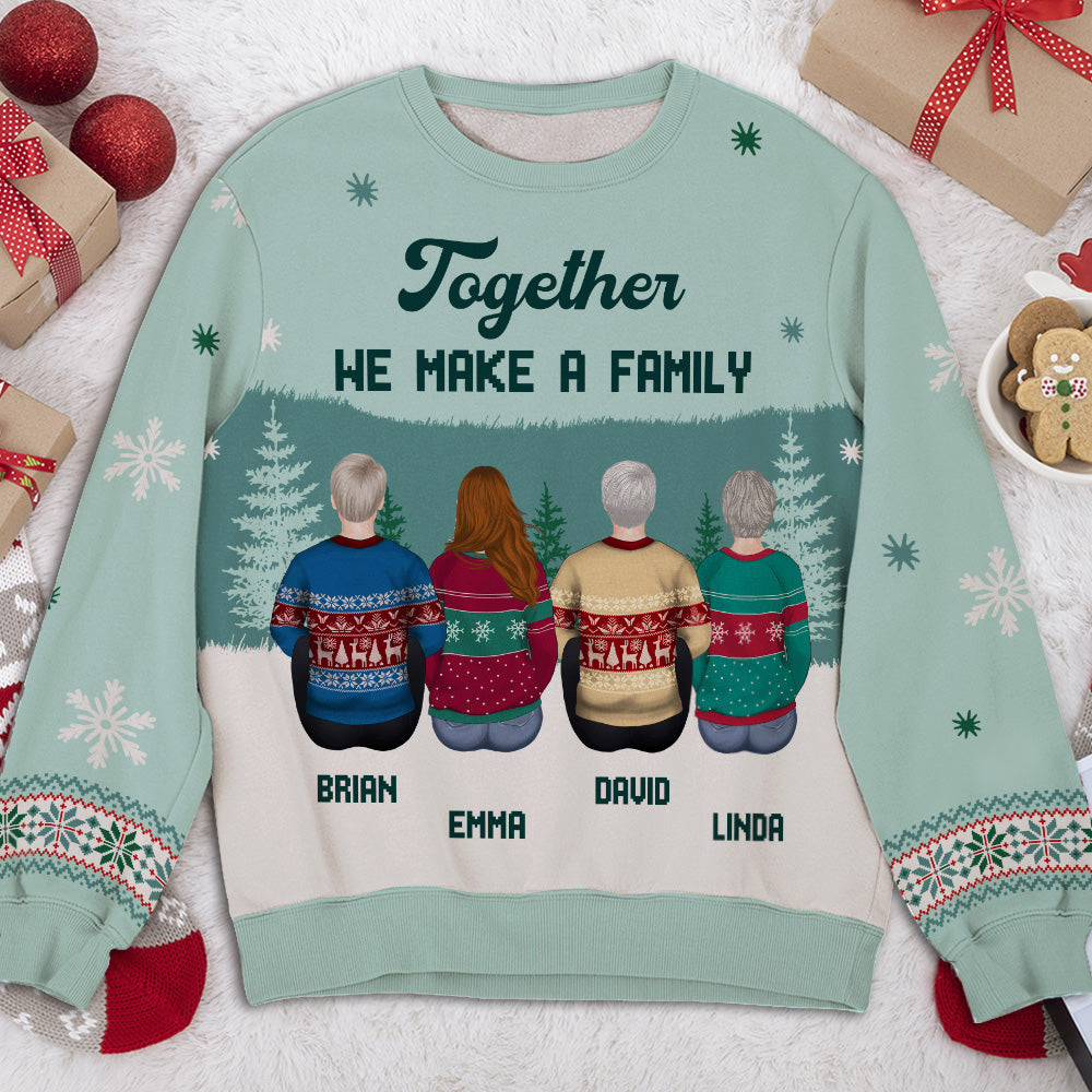Custom Family Christmas Sweatshirt, Gift for Family Members • We Make A Family - Personalized All-Over-Print Sweatshirt