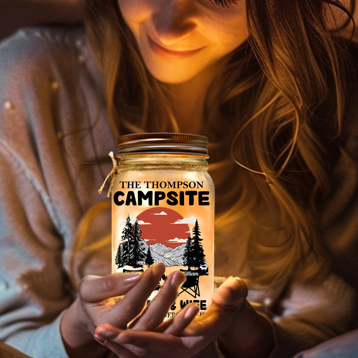 Campsite - Personalized Mason Jar Light