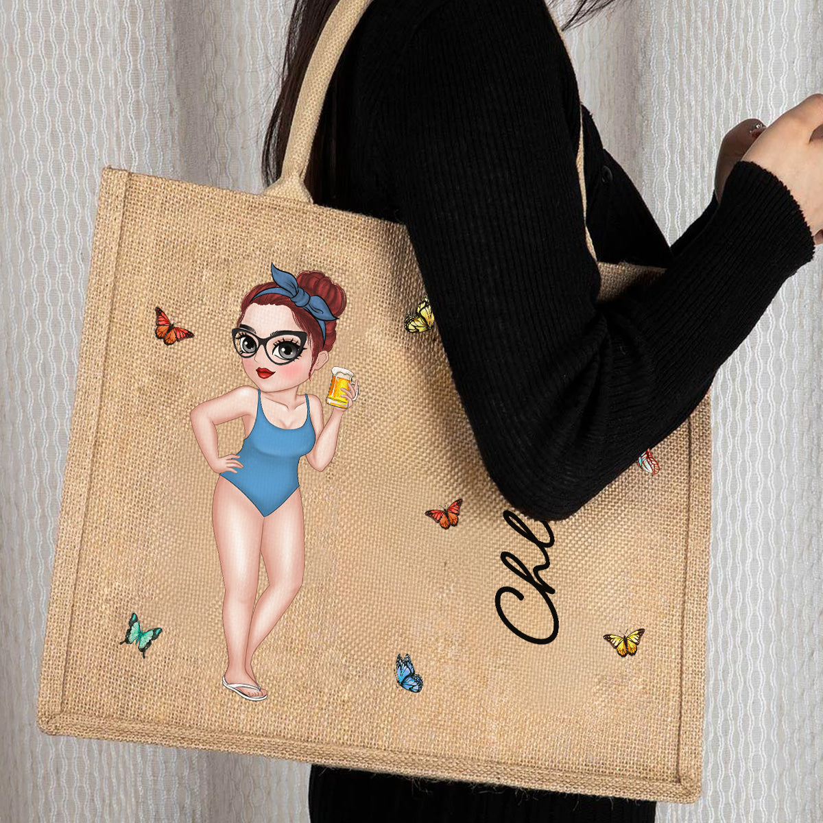 Hola Beaches Version 2 - Personalized Jute Tote Bag