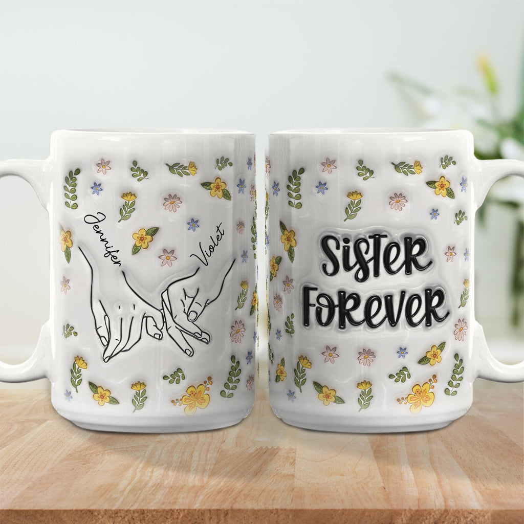 Custom Best Friend, Christmas & Birthday Friendship Keepsake Gift • Bestie Forever Floral - Personalized 3D Inflated Effect Mug