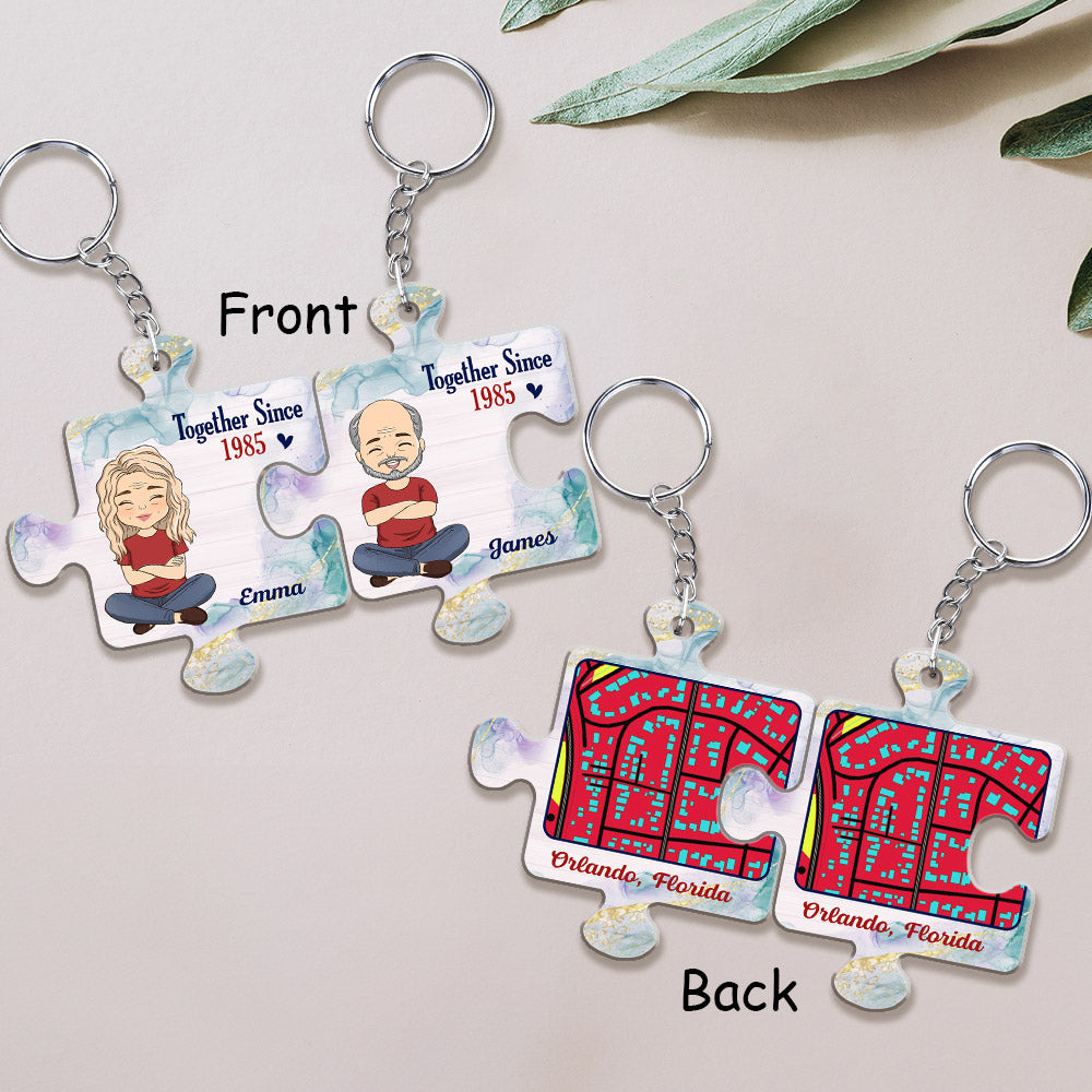 Map Together - Personalized Couple Acrylic Keychain