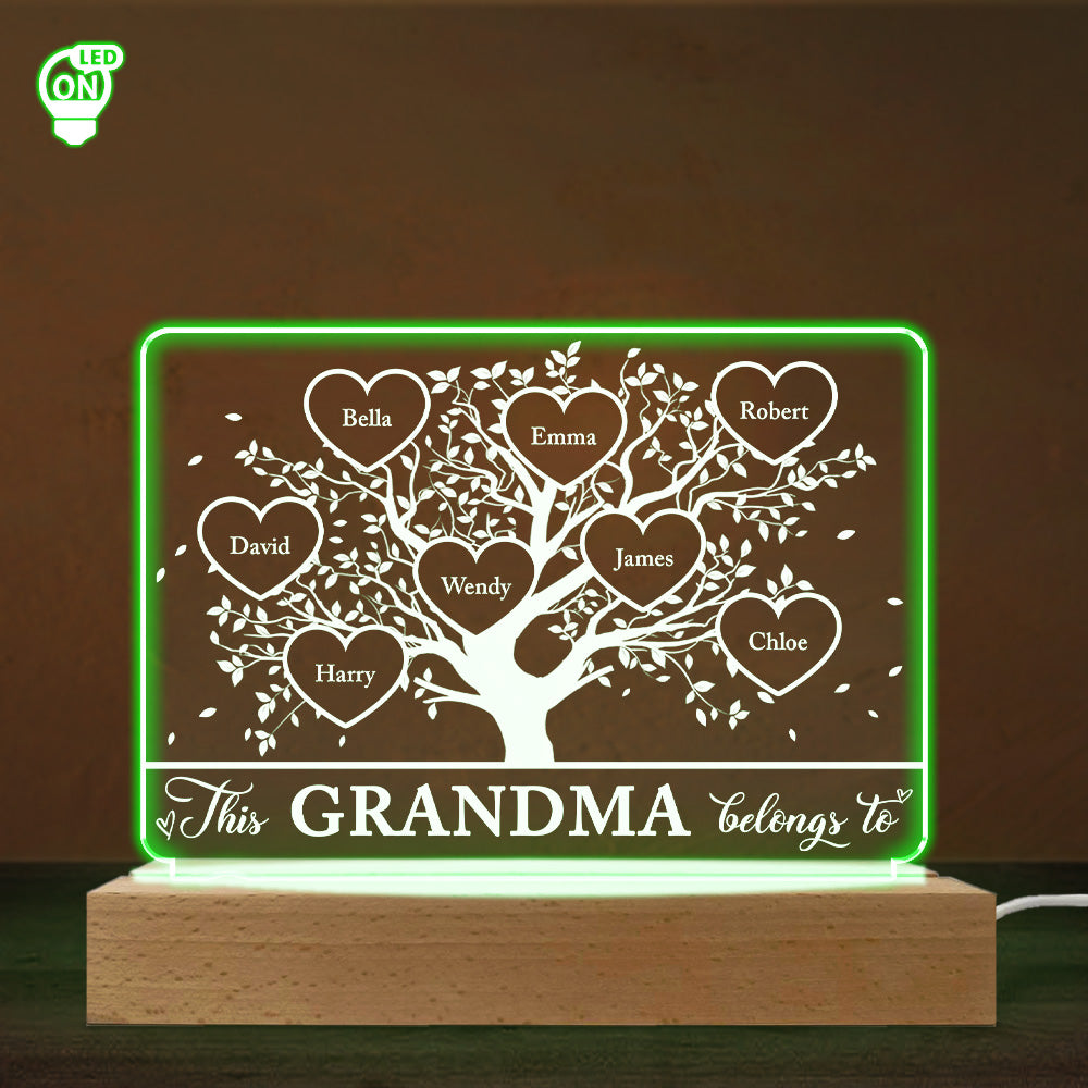 Custom Gifts for Grandma Mom Wife, Mother's Day Birthday • This Grandma Belongs To - Personalized LED Light