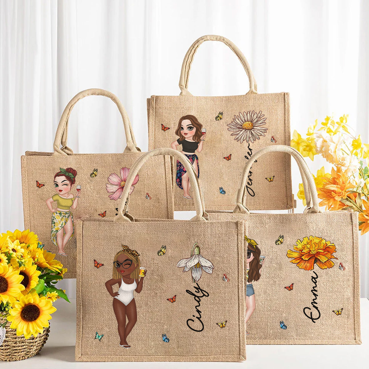 Hola Beaches Version 2 - Personalized Jute Tote Bag