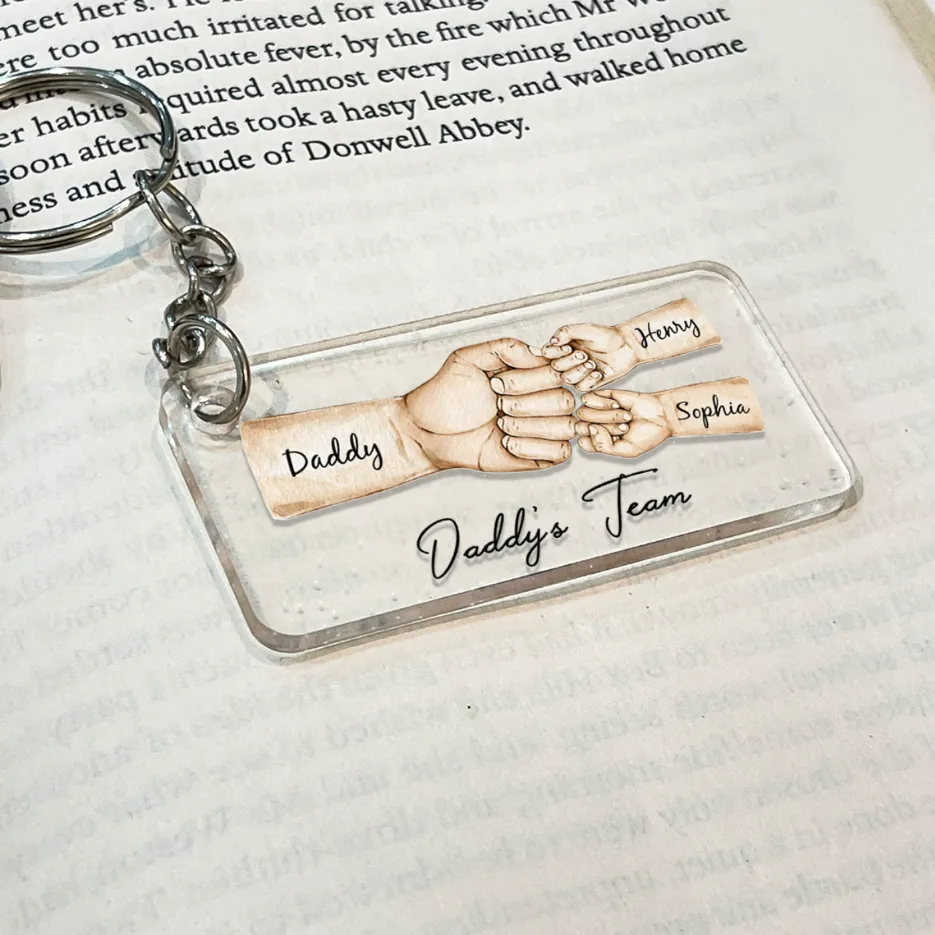 Daddy Team Fist Bump - Personalized Acrylic Keychain