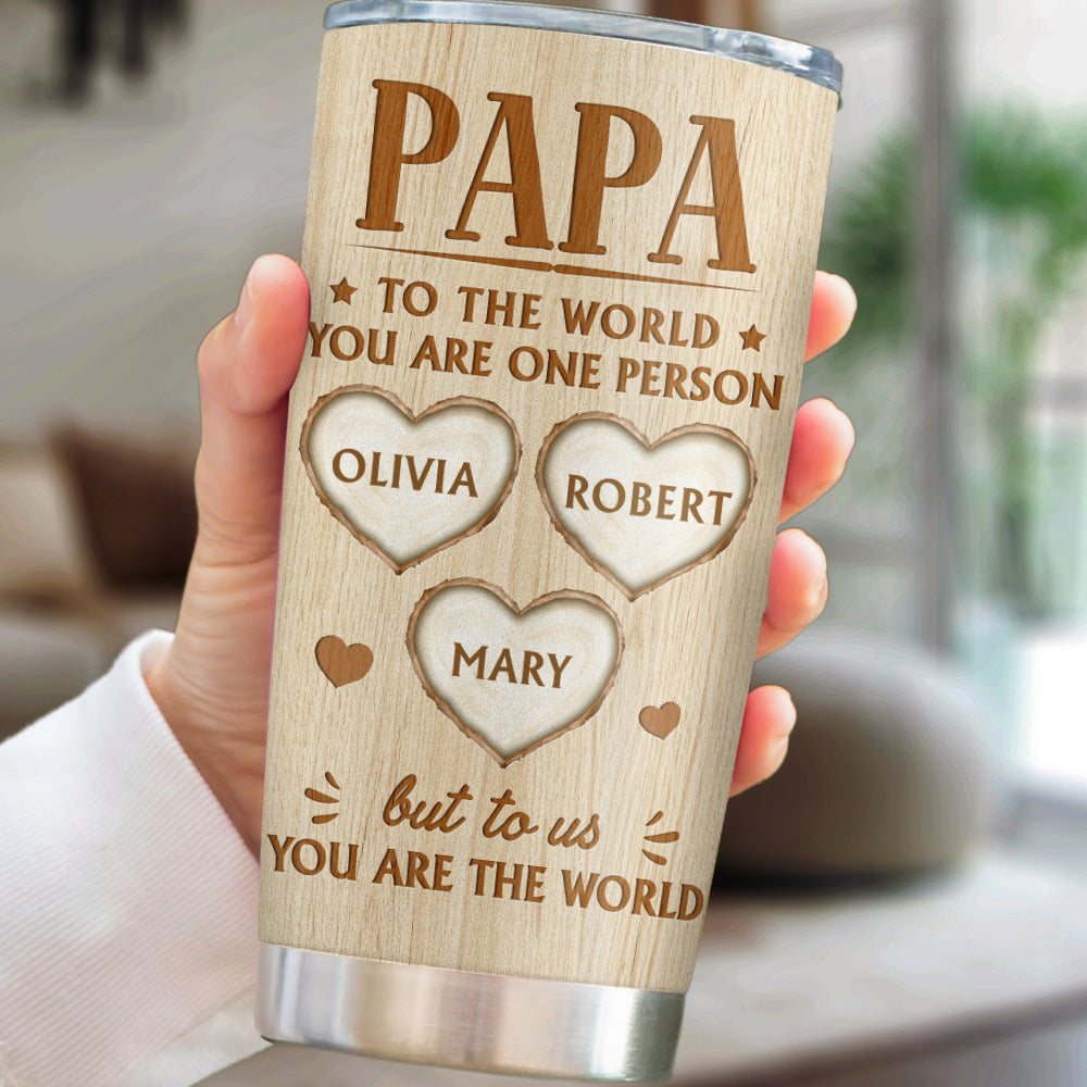 Custom Christmas Birthday Gifts For Dad • Dad You Are The World - Personalized Tumbler