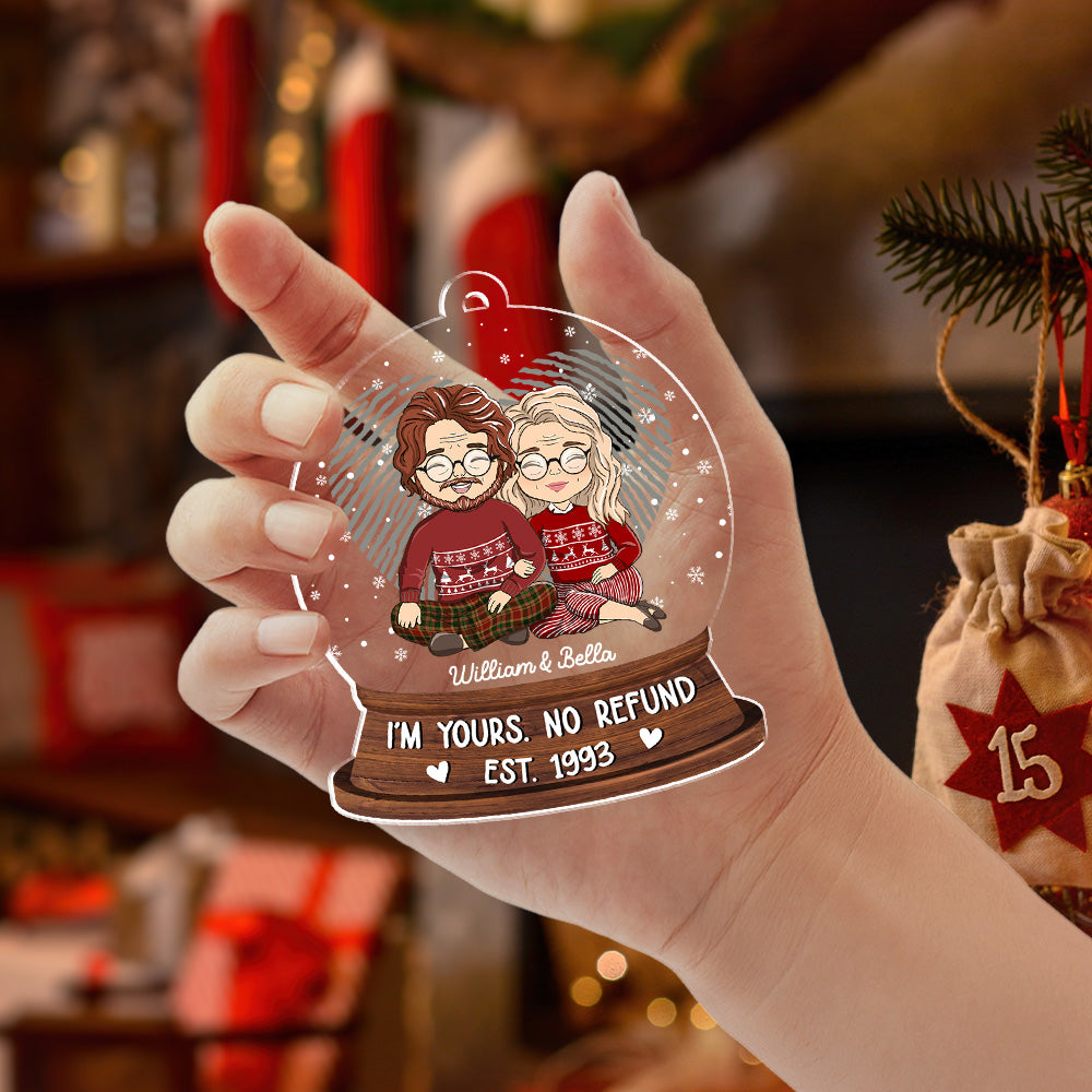 Custom Couple Christmas Ornament, Anniversary Gift •  No Refund - Personalized Acrylic Ornament