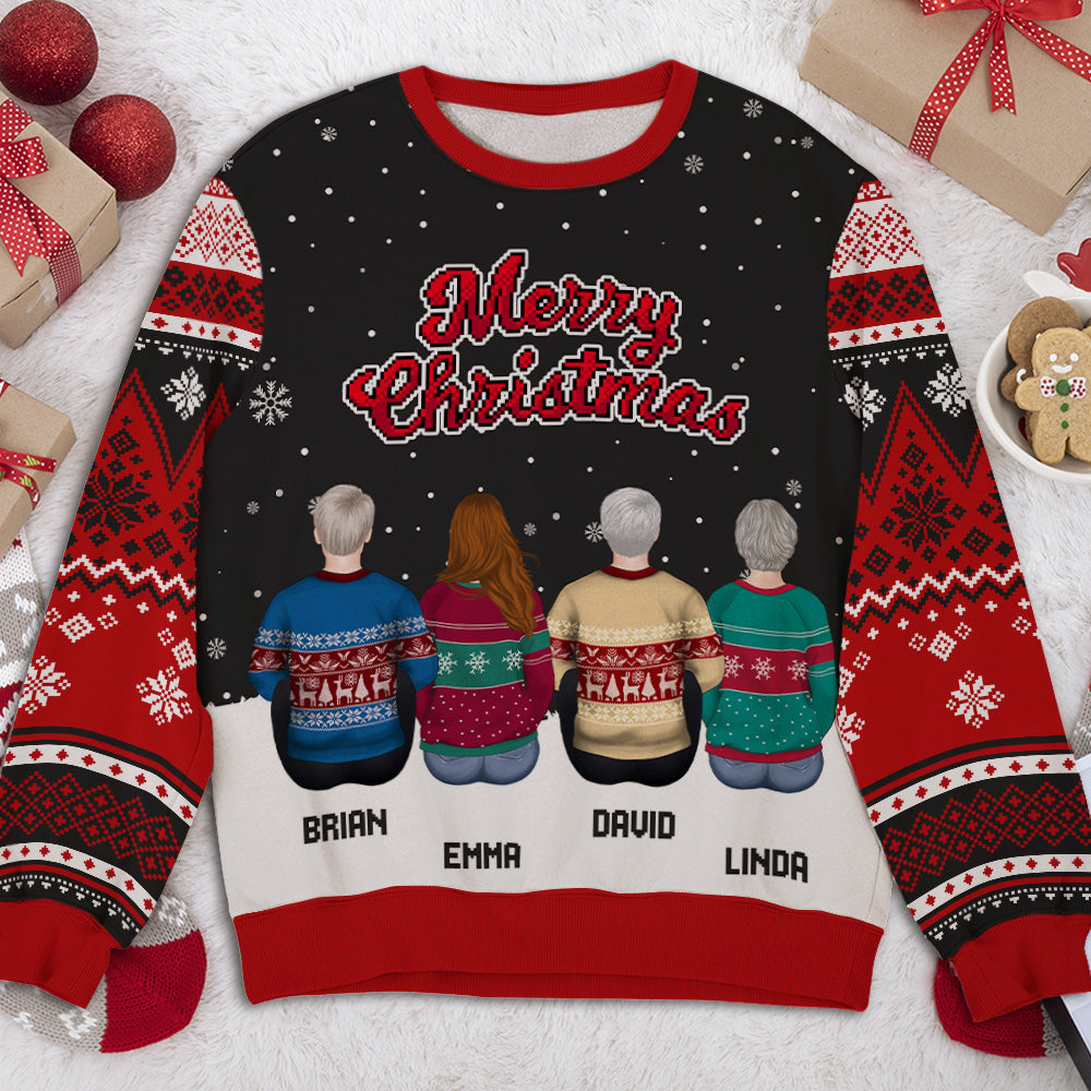 Custom Family Christmas Sweatshirt, Gift for Family Members • Family Merry Christmas - Personalized All-Over-Print Sweatshirt