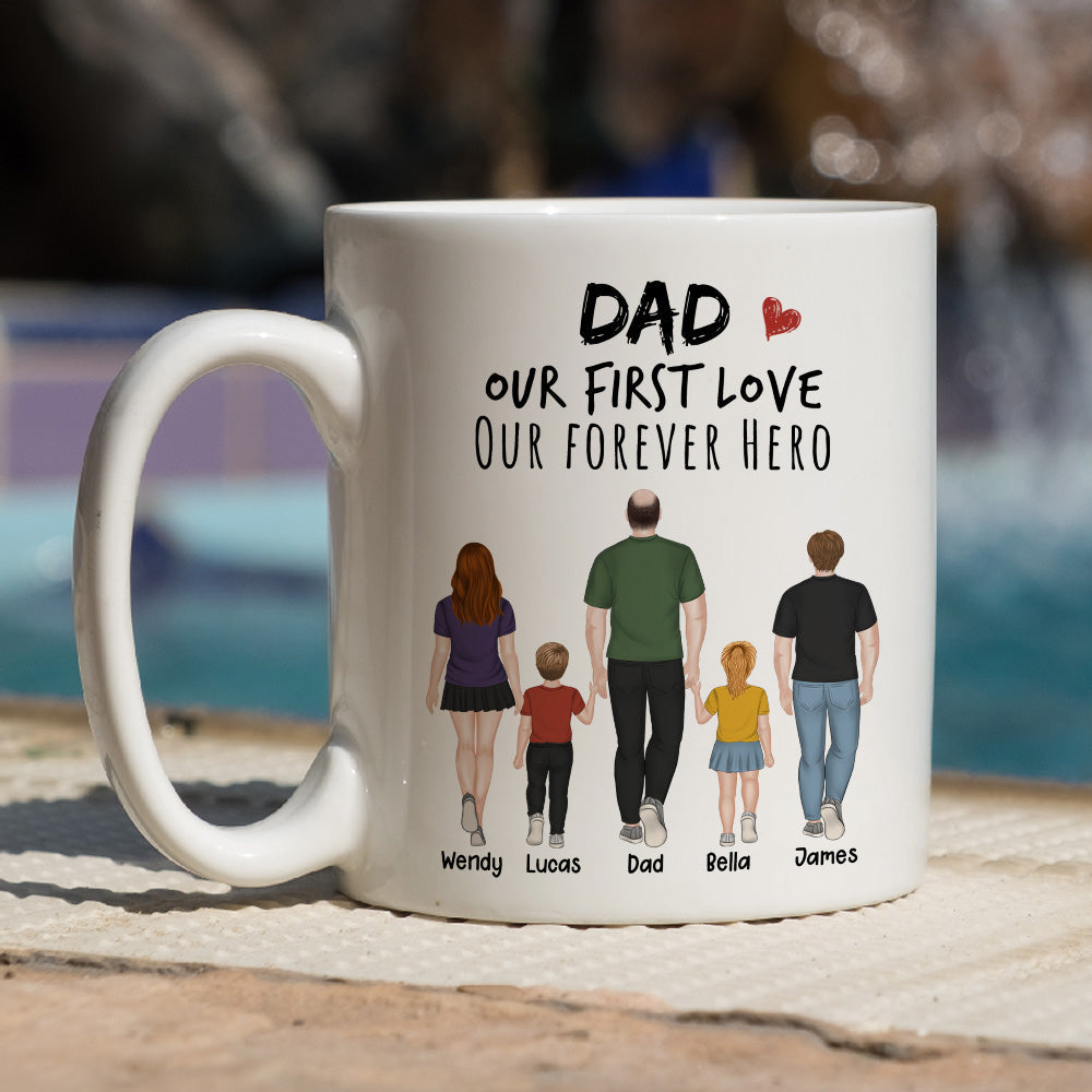 Custom Father's Day, Special Gift for Dad & Grandpa • Our Forever Hero - Personalized Coffee Mug