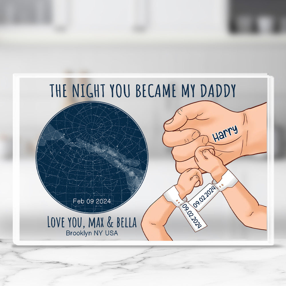 Custom Father's Day Decor, Gift for Dad & Grandpa • The Night You Became My Daddy - Personalized Acrylic Plaque