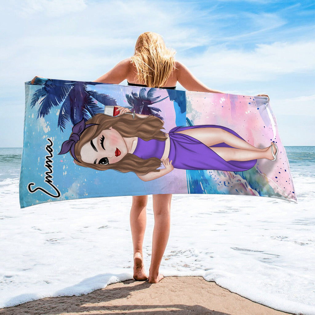 Summer Lady - Personalized Beach Towel