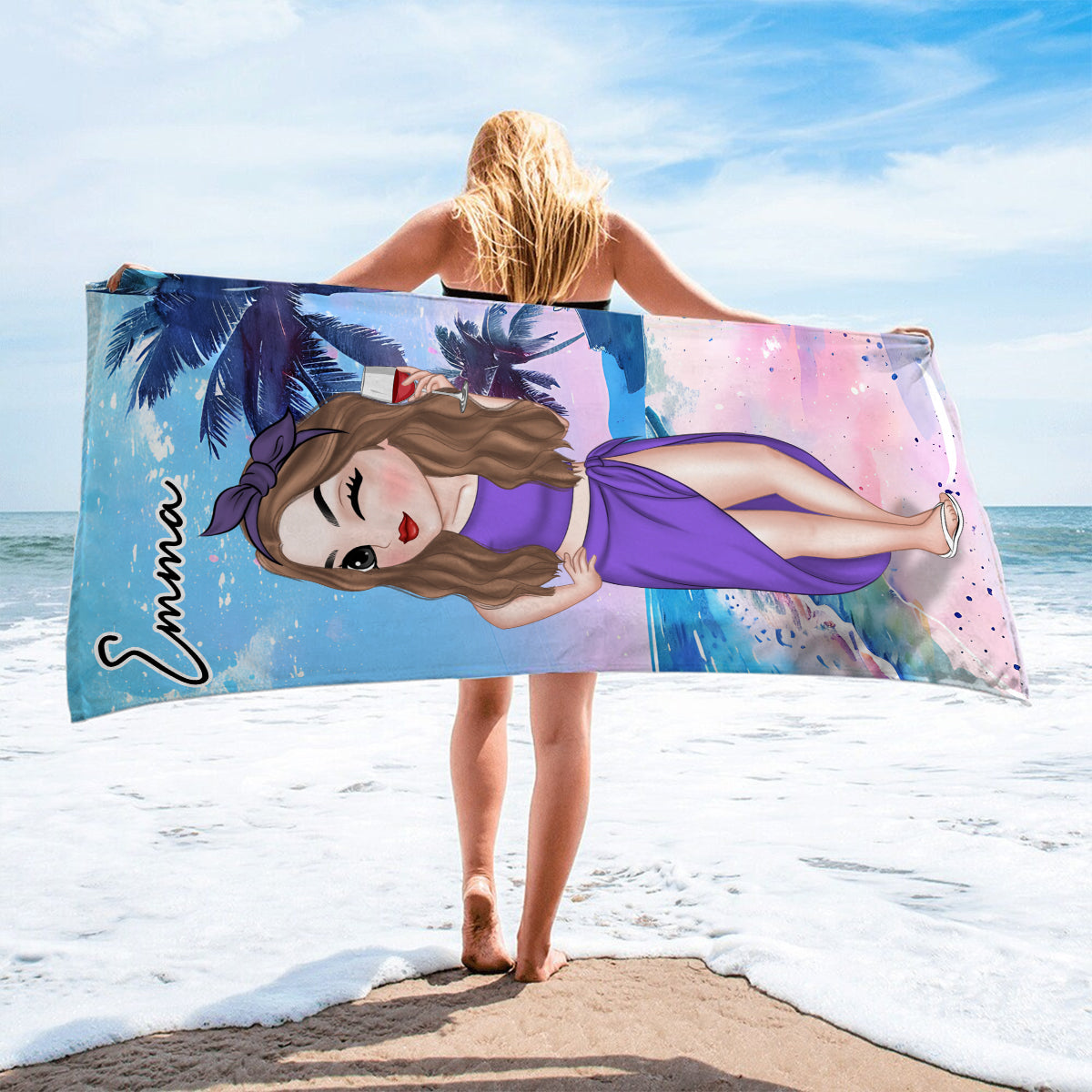 Summer Lady - Personalized Beach Towel