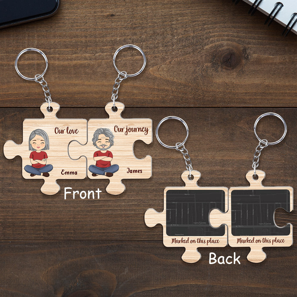 Map Our Love Our Journey - Personalized Couple Acrylic Keychain