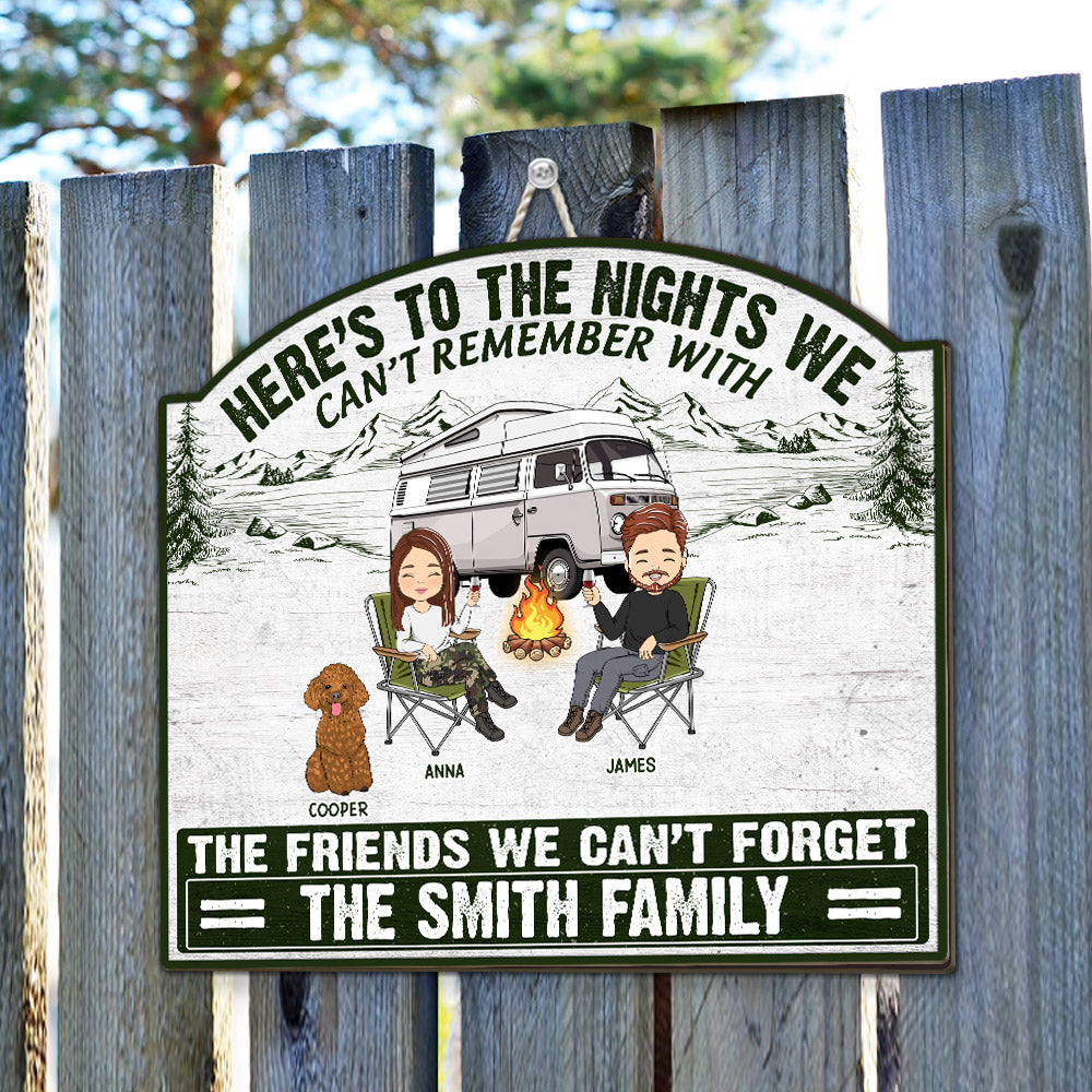 Custom Family Campground Sign, Campsite Outdoor Wall Decor • We Cant Forget - Personalized Wood Sign
