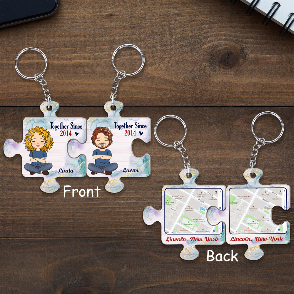 Map Together - Personalized Couple Acrylic Keychain