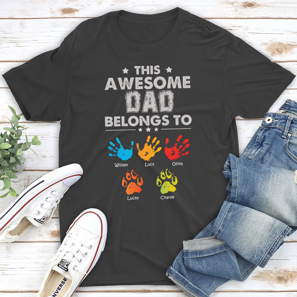 Custom Christmas & Birthday Gift for Dad, Grandpa • Awesome Dad Belongs To - Personalized Shirt