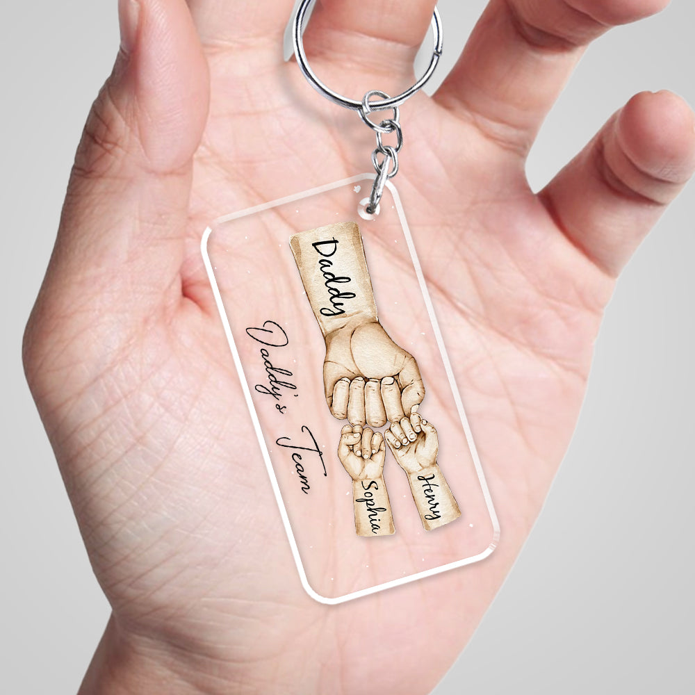 Daddy Team Fist Bump - Personalized Acrylic Keychain
