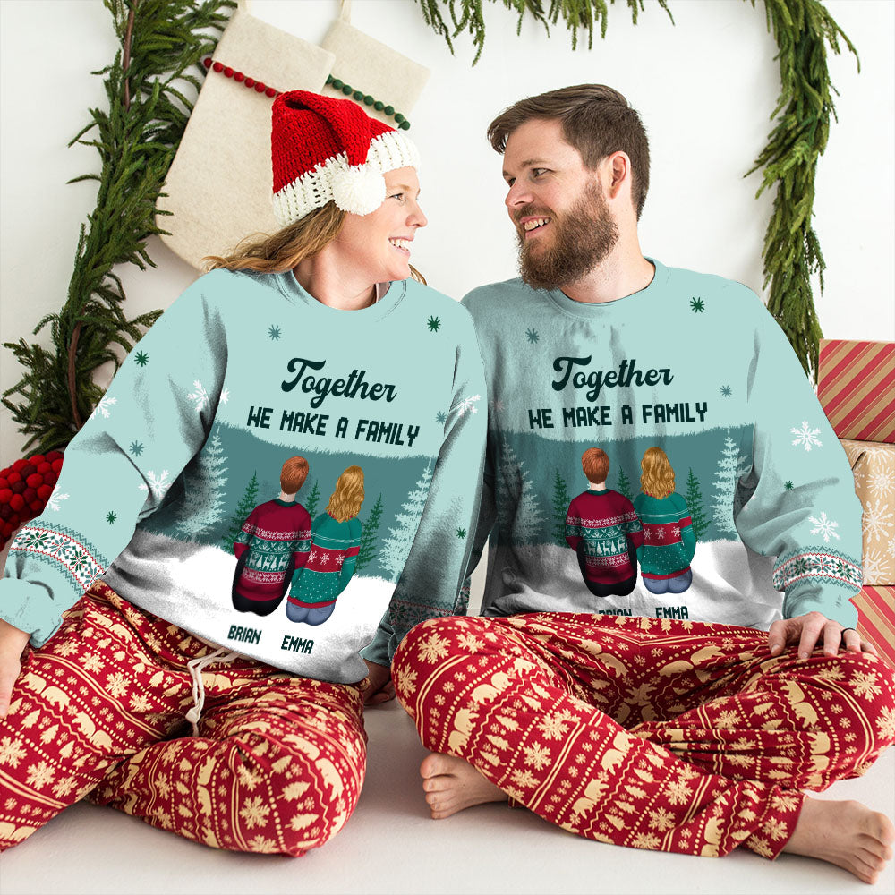 Custom Family Christmas Sweatshirt, Gift for Family Members • We Make A Family - Personalized All-Over-Print Sweatshirt