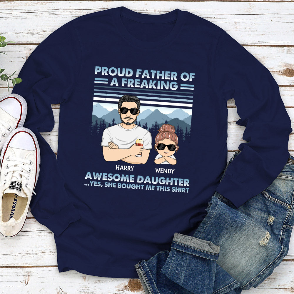 Custom Christmas & Birthday Gift for Dad, Grandpa • Proud Father Of Freaking Awesome Kids Young - Personalized Shirt