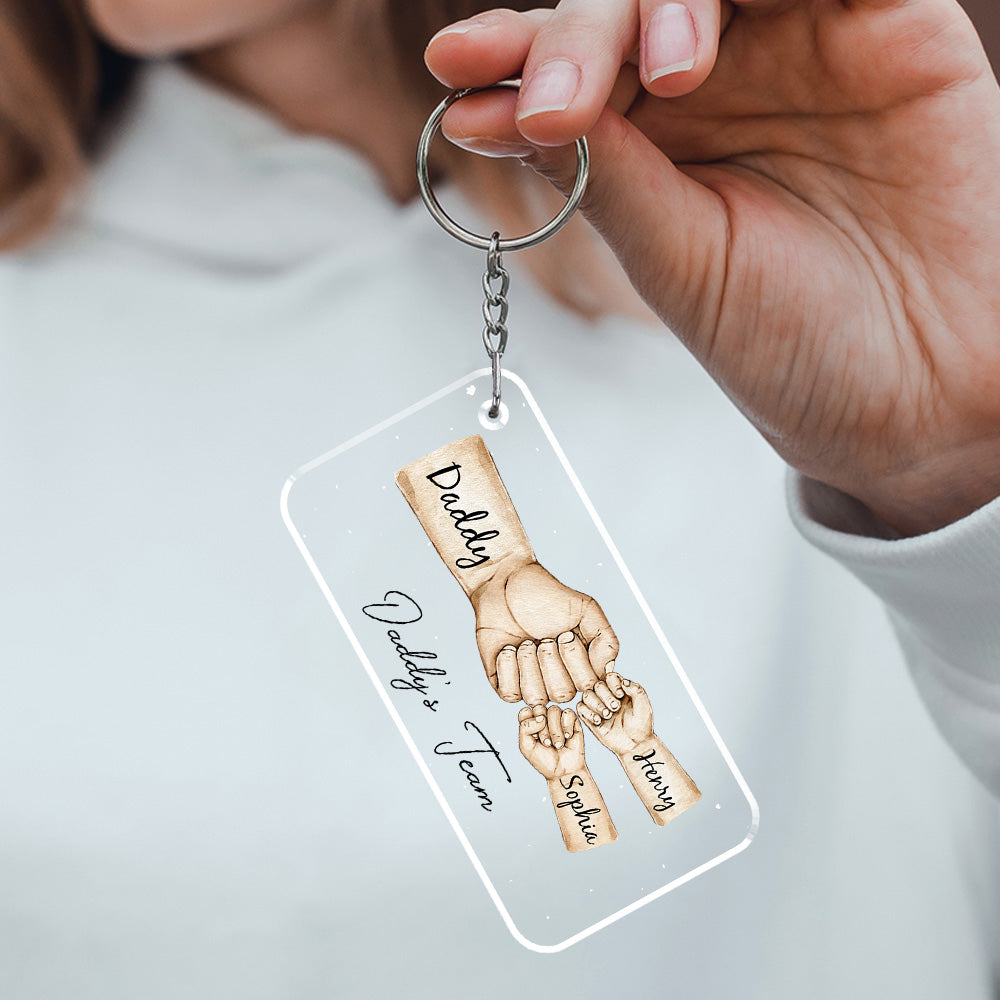 Daddy Team Fist Bump - Personalized Acrylic Keychain