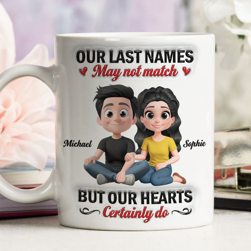Custom Anniversary Keepsake Gifts For Couple • Our Hearts Are Truly Connected - Personalized 3D Inflated Effect Mug