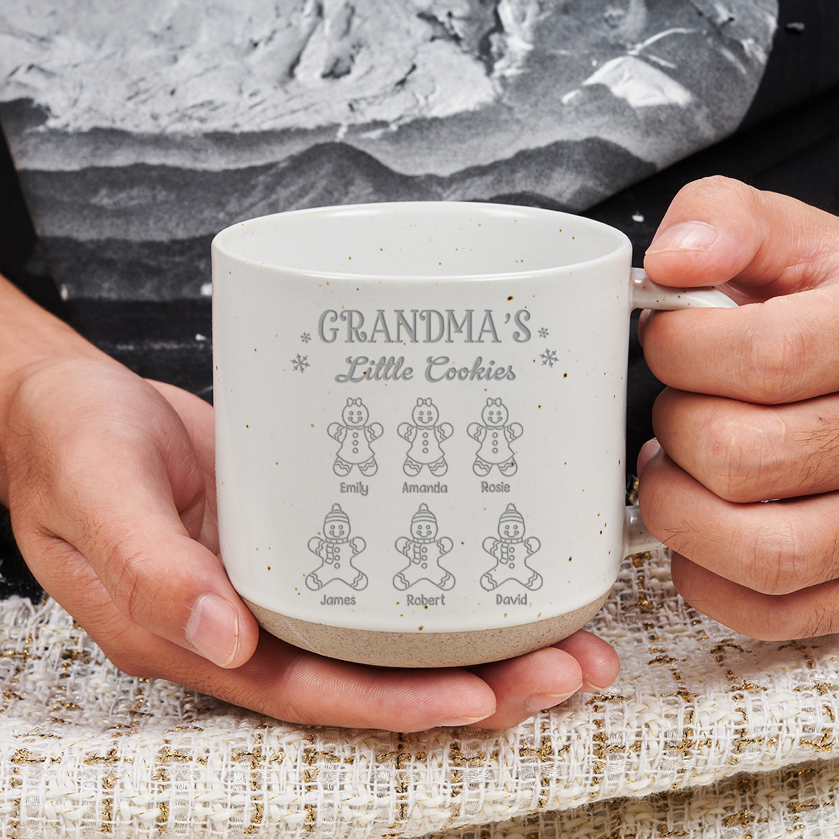 Custom Christmas & Birthday Gift For Grandma • Grandma And Little Cookies - Personalized Engraved Pottery Mug