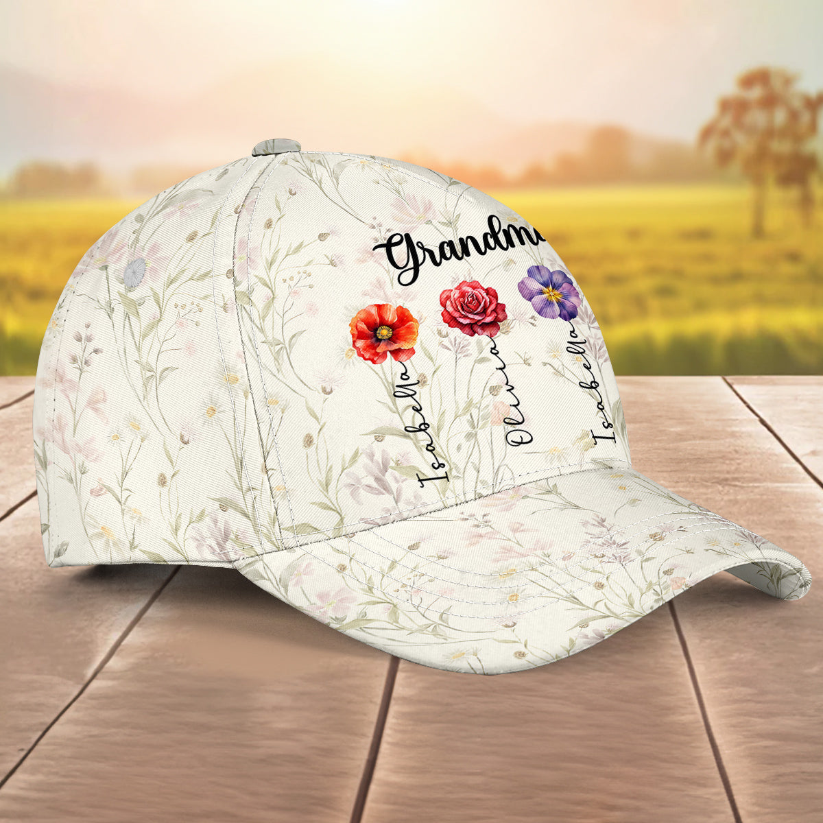 Grandma Lovely Flowers - Personalized Classic Cap