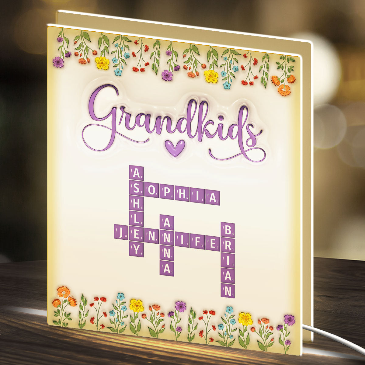 Love My Grandkids Crossword - Personalized Light Box