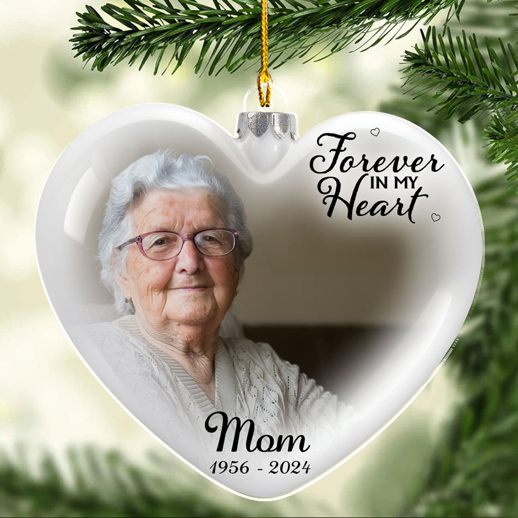 Custom Photo Memorial Christmas Ornament, Sympathy Keepsake • My Hearts - Personalized Acrylic Ornament