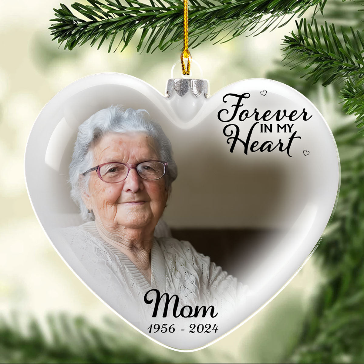 Custom Photo Memorial Christmas Ornament, Sympathy Keepsake • My Hearts - Personalized Acrylic Ornament